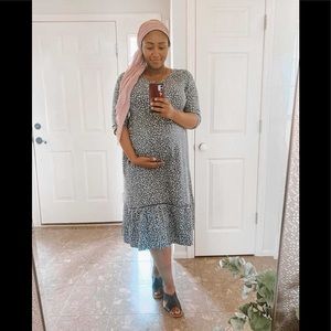 3/4 Sleeve Woven Maternity Dress